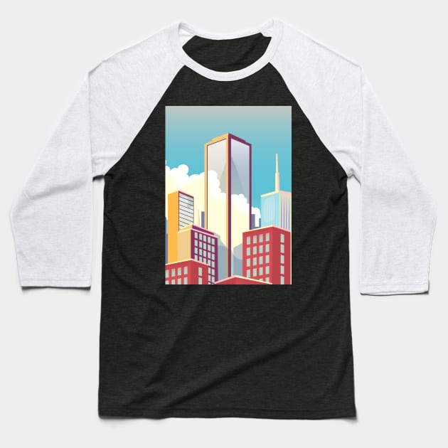 Cityscape skycrapers. Baseball T-Shirt by nickemporium1